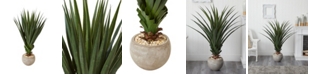 Nearly Natural Spiked Agave Artificial Plant in Sand Colored Bowl